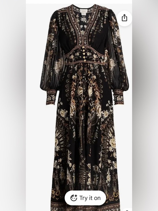 Camilla Dresses & Skirts - Camilla Black Floral Maxi Dress with Gold and Cream Details